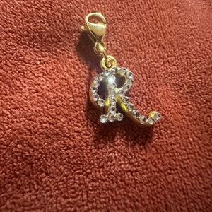 Gold-Plated Swarovski Crystal 'R' Initial Charm - Jewelry